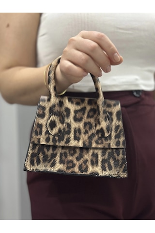 Biçomi Luxe Leopar Cilt Çanta Vizon