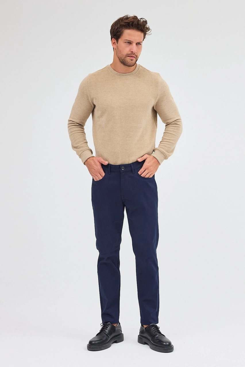 İmza Koyu Lacivert 5 Cep Düz Paça Pamuklu Slim Fit 5 Cep Casual Pantolon 1003255154 Koyu Lacivert