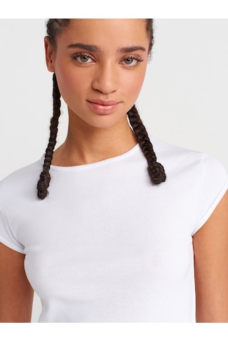 Dilvin 31779 Bisiklet Yaka Basic T-shirt-beyaz Beyaz