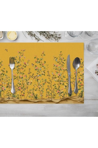 Sarı Bahçe Kumaş Amerikan Servis 35x50cm Keten Kumaş Ulusl. Yıkama Ve Solmama Sertifikası Çok Renkli