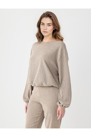Jimmy Key Jimmy Key Vizon Bisiklet Yaka Beli Lastikli Örme Sweatshirt 5ww236136927