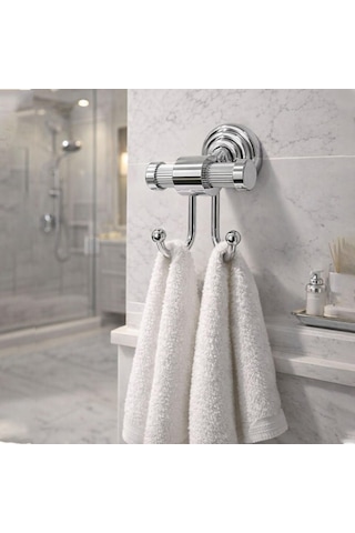 Gümüş İkili Askılık Vidalı Duvar Tipi Banyo Duvar Havlu Askısı Dayanıklı Paslanmaz Modern Tasarım Çok Renkli