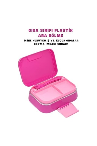 Bento 1030ml Lunchbox Barbie Temalı Lisanslı Tek Katlı 2 Bölmeli Paslanmaz Çelik Sefer Tası Yemek Kutu