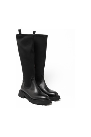 Çizme Kadın Gtn-20792 John May Siyah Deri Siyah Strec Siyah