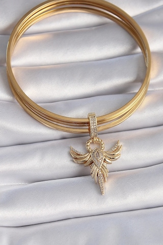 Pirinç Gold Renk Zirkon Taşlı Anka Kuşu Model Ajda Charm - Tj-bc1005 Çok Renkli