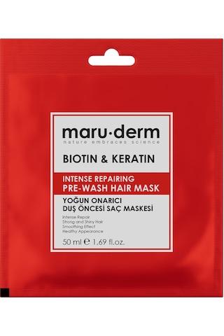 Maru.derm Duş Öncesi Saç Maskesi - Biotin & Keratin Yoğun Onarıcı Duş Öncesi Saç Maskesi 50 Ml