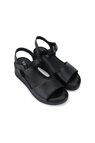 Tamer Tanca Kadın Hakiki Deri Siyah Deri Comfort Sandalet 1107 108 Bn Sndlt Y25 Sıyah Dr Siyah