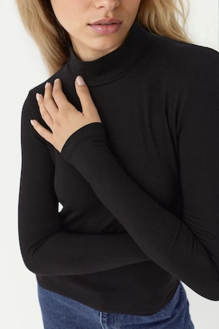 Hiccup Slim Fit Turtleneck Uzun Kollu Yumuşak Viskon Üst Siyah