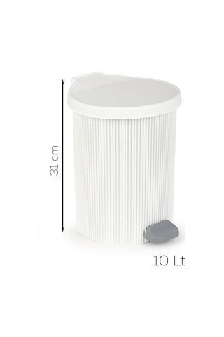 Porsima 0706-1 Still Beyaz 10 Litre Pedallı İç Kovalı Yuvarlak Banyo & Mutfak Çöp Kovası Yok
