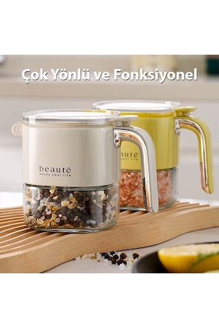 Ezere Nem Geçirmez Büyük Kapasiteli Baharat Kavanozu Krem