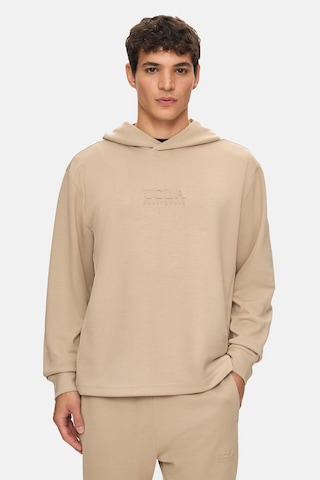 Ucla Wınfrey Koyu Bej Kapüşonlu Gofre Baskı Standard Fit Erkek Sweatshirt Koyu Bej