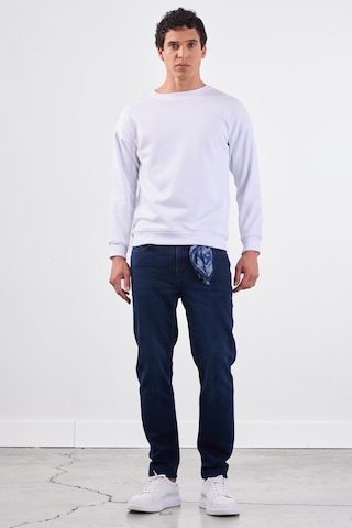 Dufy Beyaz Bisiklet Yaka Regular Fit Erkek Sweatshirt Beyaz