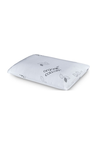 Cottonpure Organik Pamuk Ortopedik Visco Yastık 60x40x13 Cm Hassas Ciltler İçin Beyaz