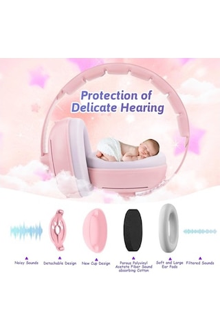 Maoyaya Sevimli Pembe Bebek Kulaklığı, Gürültü Koruması, Yumuşak Bebek