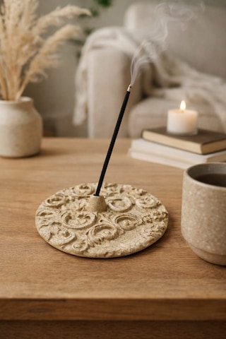 Cogo Seramik El Yapımı Stoneware Seramik Tütsülük Doğal Dokulu, Ev & Meditasyon Kullanımına Uygun