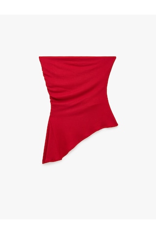 Koton Asimetrik Kesim Slim Fit Kolsuz Straplez Yaka Büstiyer Kırmızı 6sal30212ık