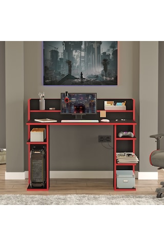 Robin Home Titan Oyuncu Masası Gaming Çalışma Masası Siyah-kırmız Siyah