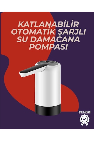Otomatik Damacana Su Pompası 40-80 Saniye Zaman Ayarlı %90 Açılabilir Hijyenik Tasarım Şarjlı Ve Portatif