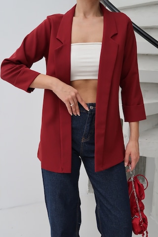 Paw Garage Kadın Atlas Kumaş Astarsız Blazer Ceket, Premium Kalite Bordo