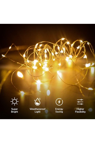 Su Geçirmez Parıldayan Peri Işıkları, İç Mekan Dış Mekan Ev Dekorasyonu İçin Kolay Kullanımlı Pil İle Çalışan Zamanlayıcı, 4'lü Paket Ultra Parlak Led Diğer