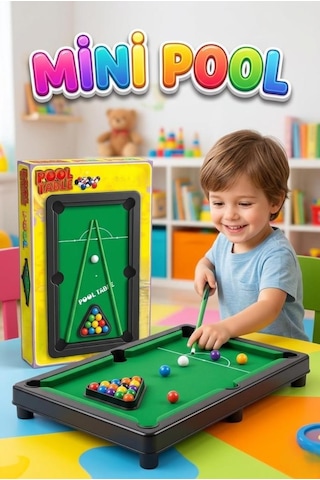 Mini Pool Bilardo Seti - 30 Cm Bilardo Masası Seti Eğitici Ve Eğlenceli Taşınabilir Masaüstü Oyunu
