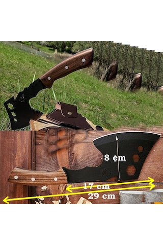 Balta Kamp Nacak Paslanmaz Çelik Deri Klıflı Budama Baltası Satır Kamp Baltası