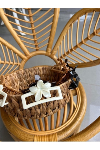 Şehrazat Handmade Çiçekli Iki Renkli Mandal Toka Çok Renkli