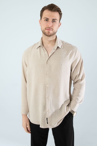 Rahat Kesim Keten Dokulu Gömlek Bej