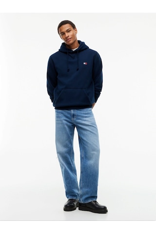 Tommy Hilfiger Tjm Reg Badge Hoodıe Ext Erkek Mavi Sweatshirt - Dm0dm23606