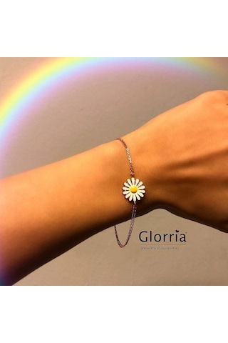 Glorria-Glorria Gümüş Papatya Bileklik