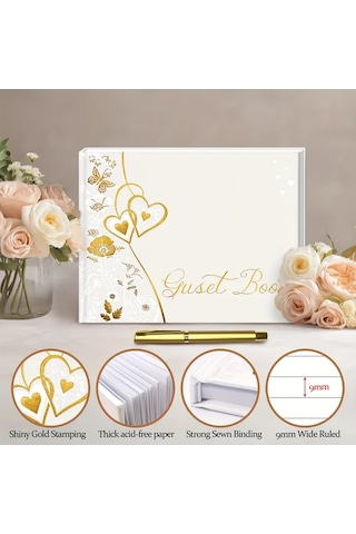 Willowhaven Butterfly Desenli Lüks Misafir Defteri - Altın Yaldız Kapak Ve Sayfalar Diğer