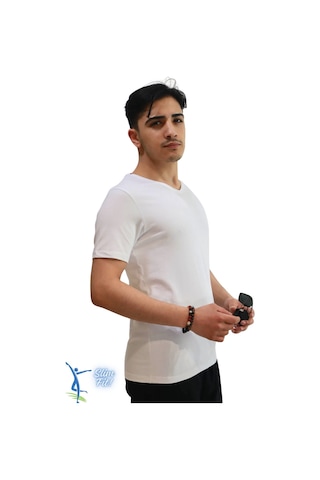 Sermoda Erkek Slim Fit V Yaka Tişört - Dar Kesim Basic Günlük T-shirt Beyaz