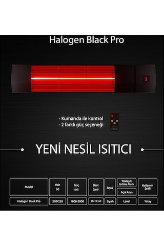 Ardonat Halogen Black Pro 2000 W Uzaktan Kumandalı Elektrikli Isıtıcı