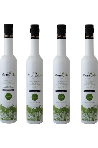 Monteida Erken Hasat Soğuk Sıkım Natürel Sızma Zeytinyağı Beyaz Şişe 4 x 500 ML