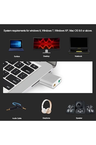 Lexroo Usb 7.1 Ses Kartı Sound Card Usb Mikrofon Kulaklık Çevirici