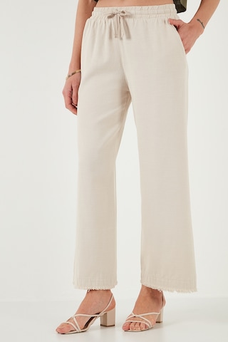 Lela Pamuklu Relaxed Fit Yüksek Bel Geniş Paça Bayan Pantolon 668Yp5275 Taş
