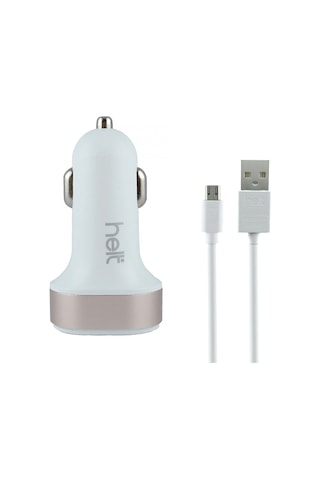 Helt Ht-16 5w 2 Çıkışlı Micro Kablo + Araç Şarj Aleti Beyaz