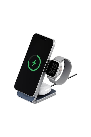 Magtrio Plus 3in1 Katlanabilir 15w Telefon Saat Apple Uyumlu AirPods Masaüstü Hızlı Şarj Standı - Lacivert