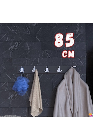 Modilayn Arı Serisi 15 Kancalı Banyo Askısı - 5'li Set 81,4x9,6 Cm Ekstra Düzen Ve Yer Tasarrufu Antrasit