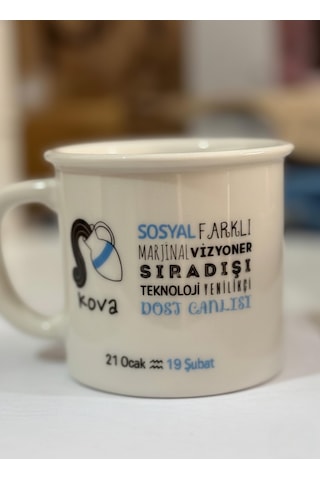Kova Burcu Porselen Kupa Bardak 250cc Beyaz