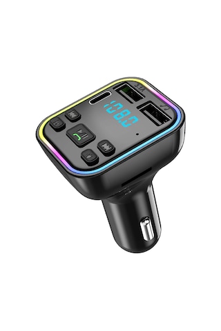 Siyah Fm Verici Araba Için Bluetooth Uyumlu Araç Adaptörü Çift Usb Şarj Cihazı Mp3 Çalar Desteği