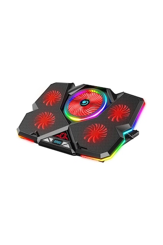 Telefon Tutuculu RGB Işıklı LCD Ekranlı 5 Fanlı Notebook Soğutucu