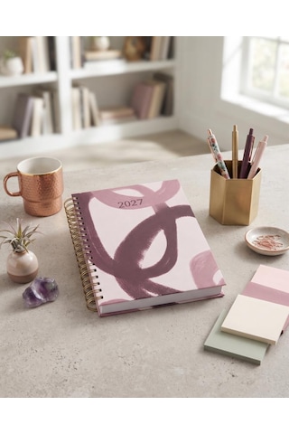 Lizy 2027 Günlük Spiralli Sert Kapak 17x24 Cm Ajanda Model-1 Pembe