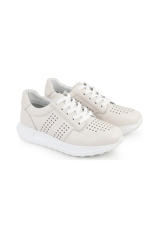 Libero L10.2255 Hakiki Deri Baskılı Ultra Hafif Kalın Eva Taban Kadın Casual Sneaker Ekru