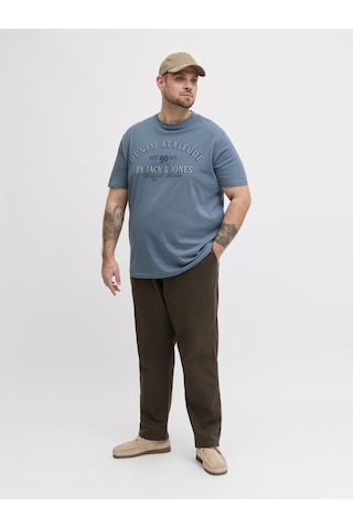 Jack & Jones Jack Jones Yazı Baskılı Büyük Beden Erkek Tişört 12294518 Mavi