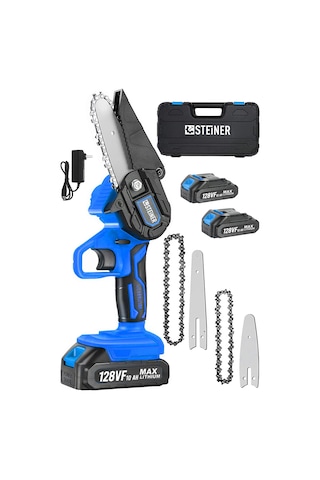 Steiner 128 Vf 10 Ah Akülü Dal Budama Çift Pala Çift Zincir Mavi