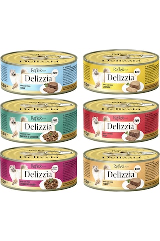 Delizzia Kıyılmış Karışık Yetişkin Kedi Maması Paketi 6x85 Gr.