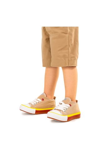 Kiko Kids Tinna Bağcıklı Erkek Bebek Keten Spor Ayakkabı Bej