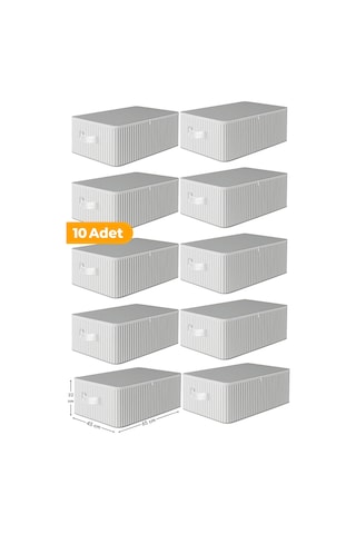 Serstil 10 Adet Antrasit Çizgili Büyük Boy Baza Altı Ve Çekyat Hurç - 65x45x22 Cm - Organizer. Gri Serstil 10 Adet Antrasit Çizgili Büyük Boy Baza Altı Ve Çekyat Hurç - 65x45x22 Cm - Organizer. Gri