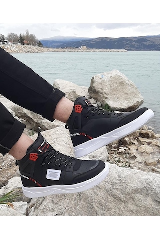 Dunlop 2238 Siyah-Kırmızı, Fuspetli Ortapedik Boğazlı Basket Spor Ayakkabı AYKSAYAK-000492